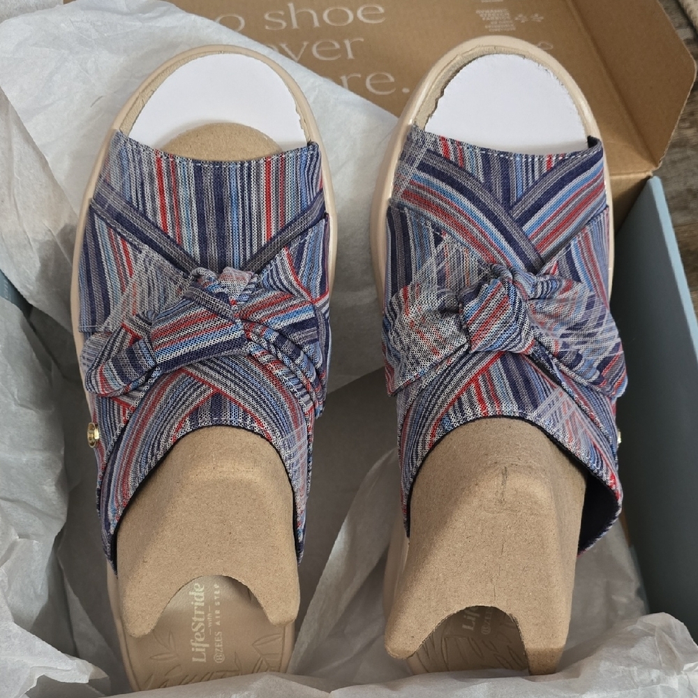 Colorful Striped Wedge Sandals - Bzees - Picture 5 of 5